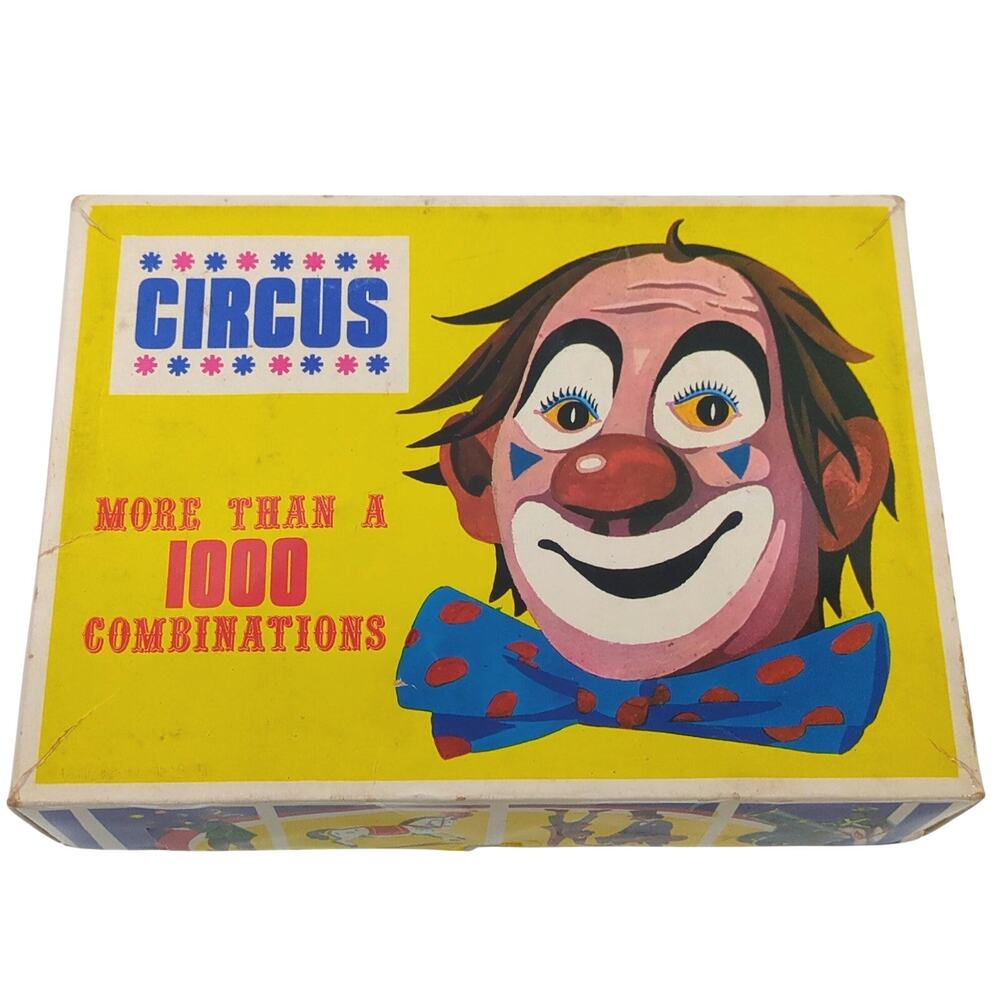 VTG Circus Clown Plastic Block Puzzle Complete DCP Spain 1000 Combinations